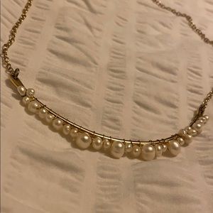 Anthropologie Pearl Choker Necklace - Gold Chain